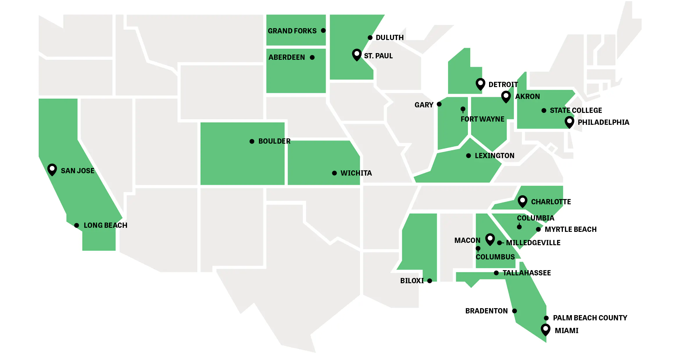 <p>The foundation has offices in eight of the 26 Knight&nbsp;communities.</p>